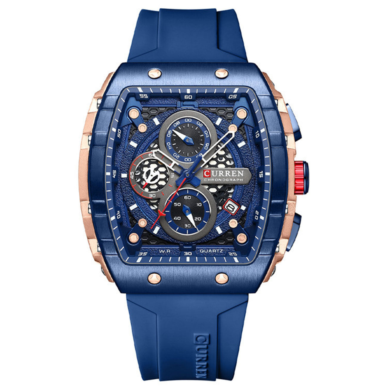 SquareSport Elite -  Luxury Men’s Quartz Watch – Waterproof Silicone Strap