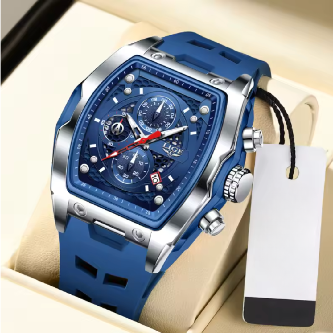 AquaPulse - LIGE Men’s Luxury Silicone Chronograph – Waterproof Quartz Sports Watch with Luminous Hands & Date Display
