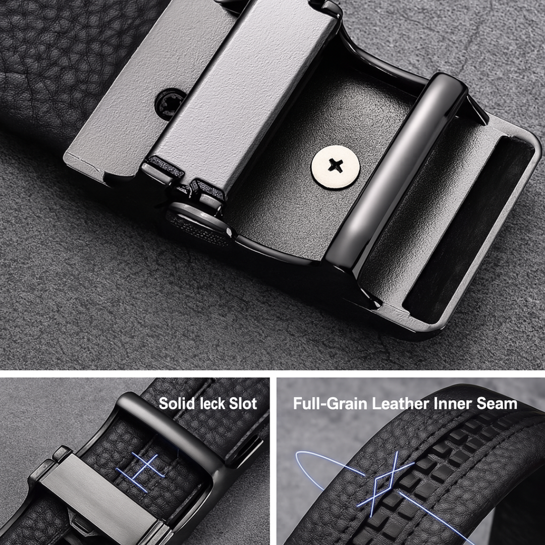 Executive Ratchet Belt - Montagut Executive Ratchet Belt – Full-Grain Cowhide Automatic Buckle