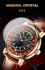 Voyager Roulette Edition | Men’s Brown Leather Waterproof Luminous Watch