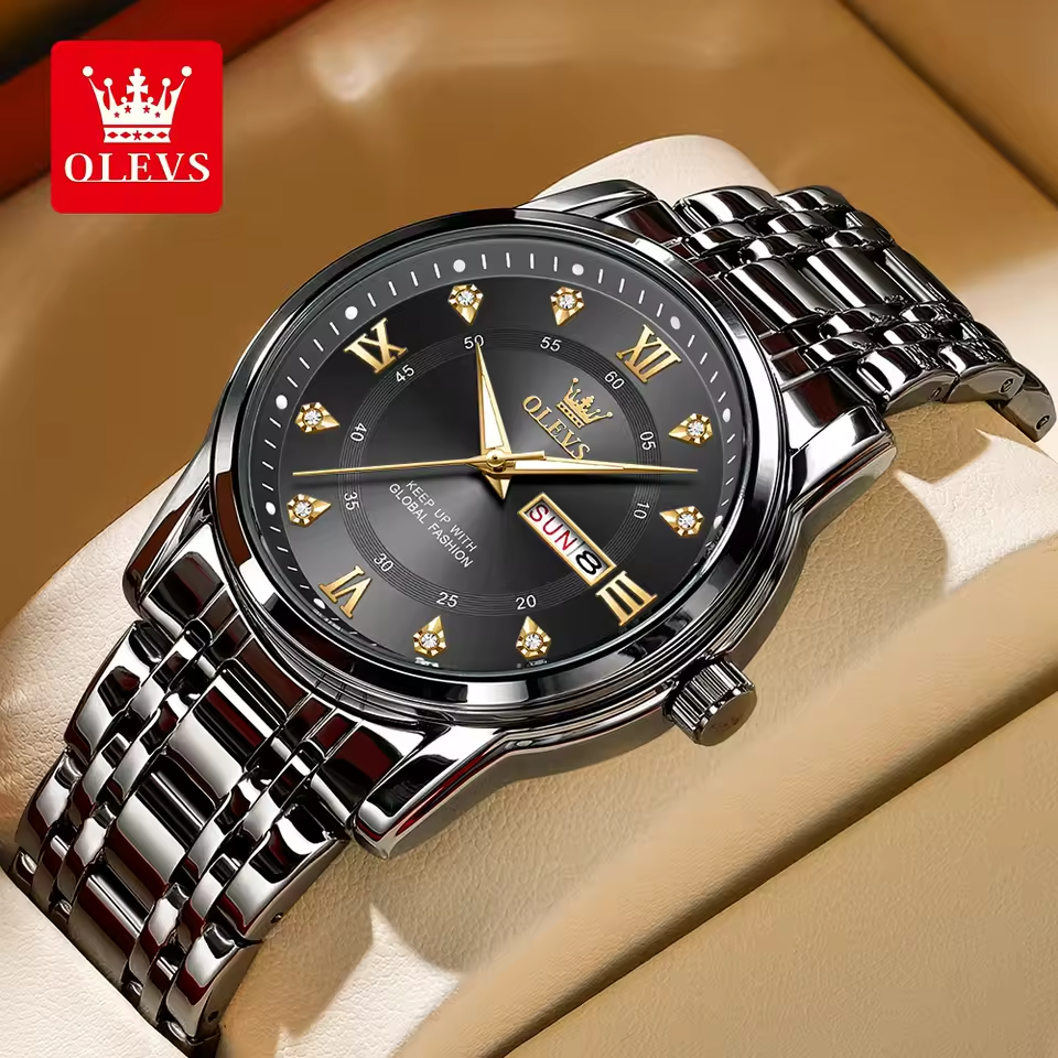 BlueDiamond DayDate - Elegance Day-Date Stainless Steel Watch