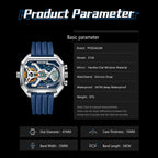 LumiLED - Rectangular Men’s Quartz Watch – Silicone Strap, LED Calendar & Week Display with Luminous Backlight