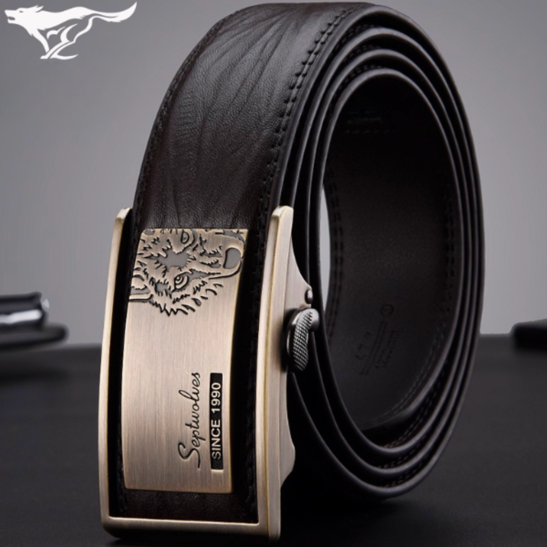 Premium Buckle Belt - 2025 Men’s Genuine Cowhide Leather Belt with Automatic Buckle – Sleek Business & Casual Style