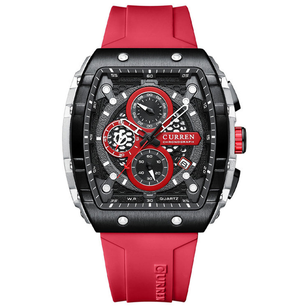 SquareSport Elite -  Luxury Men’s Quartz Watch – Waterproof Silicone Strap
