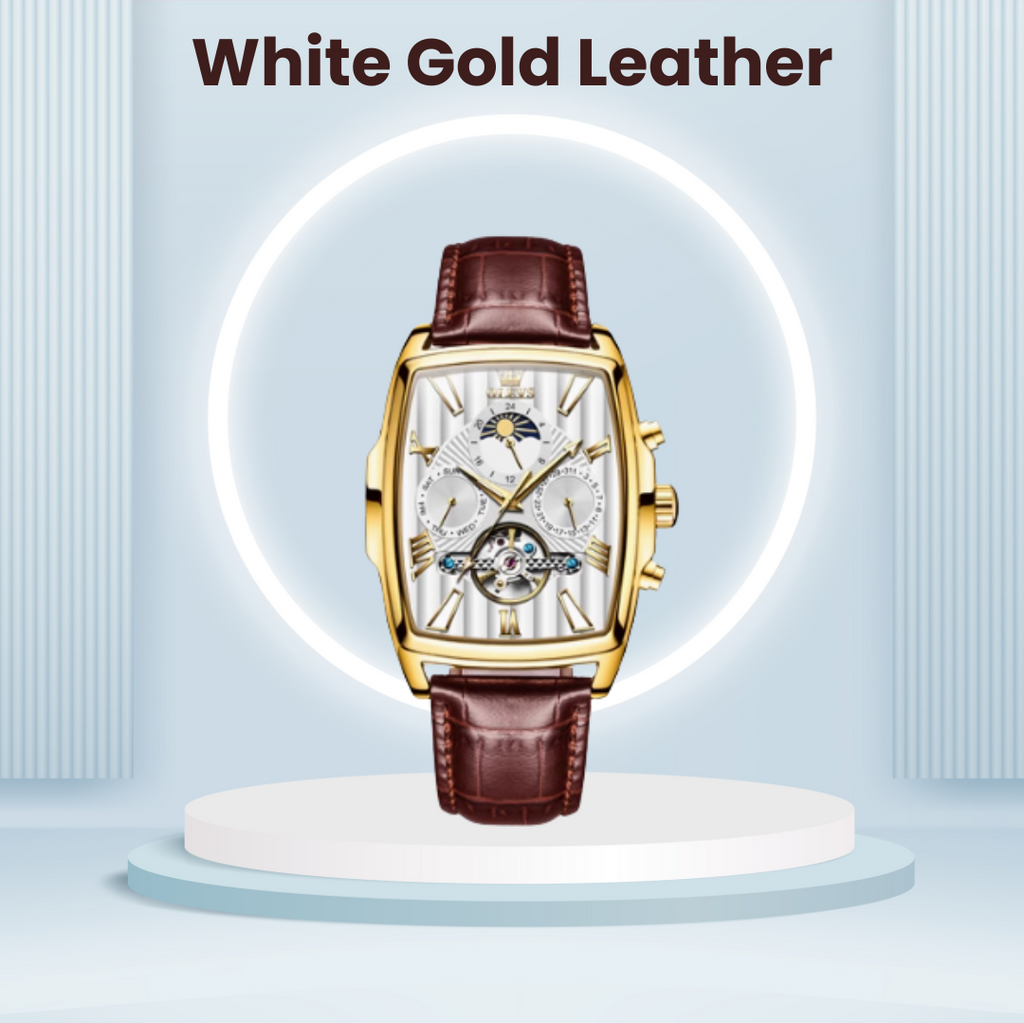 Olys Swiss-Certified Rectangular Skeleton Watch – Men's Automatic Timepiece, Genuine Brand