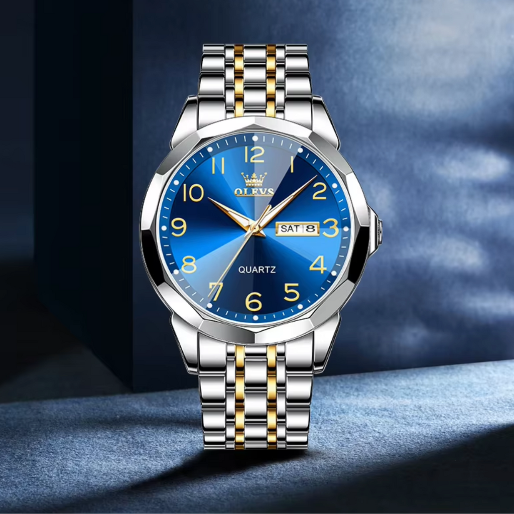 Duke Horizon - Men's Luxury Quartz Watch with Stainless Steel Build, Date & Week Display, Waterproof Design