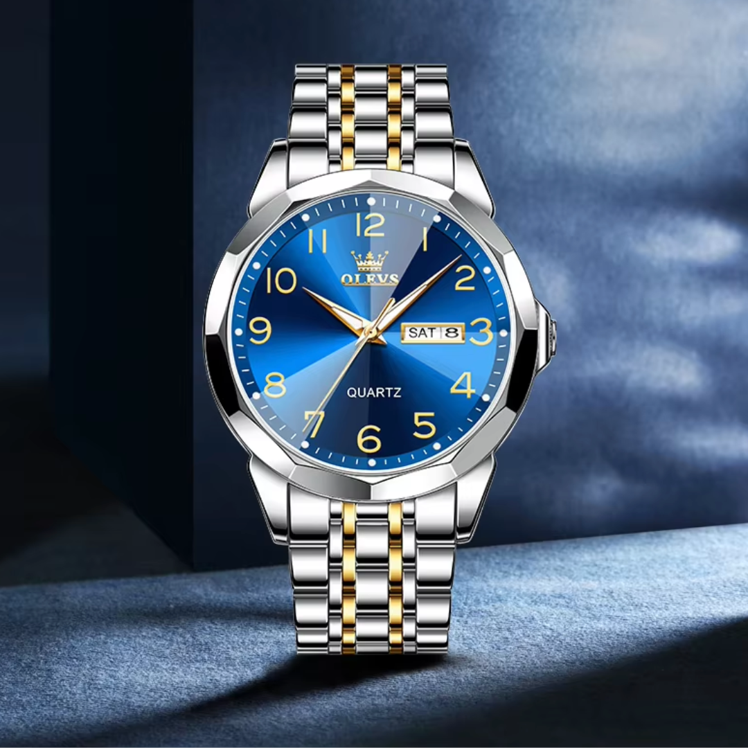 Duke Horizon - Men's Luxury Quartz Watch with Stainless Steel Build, Date & Week Display, Waterproof Design