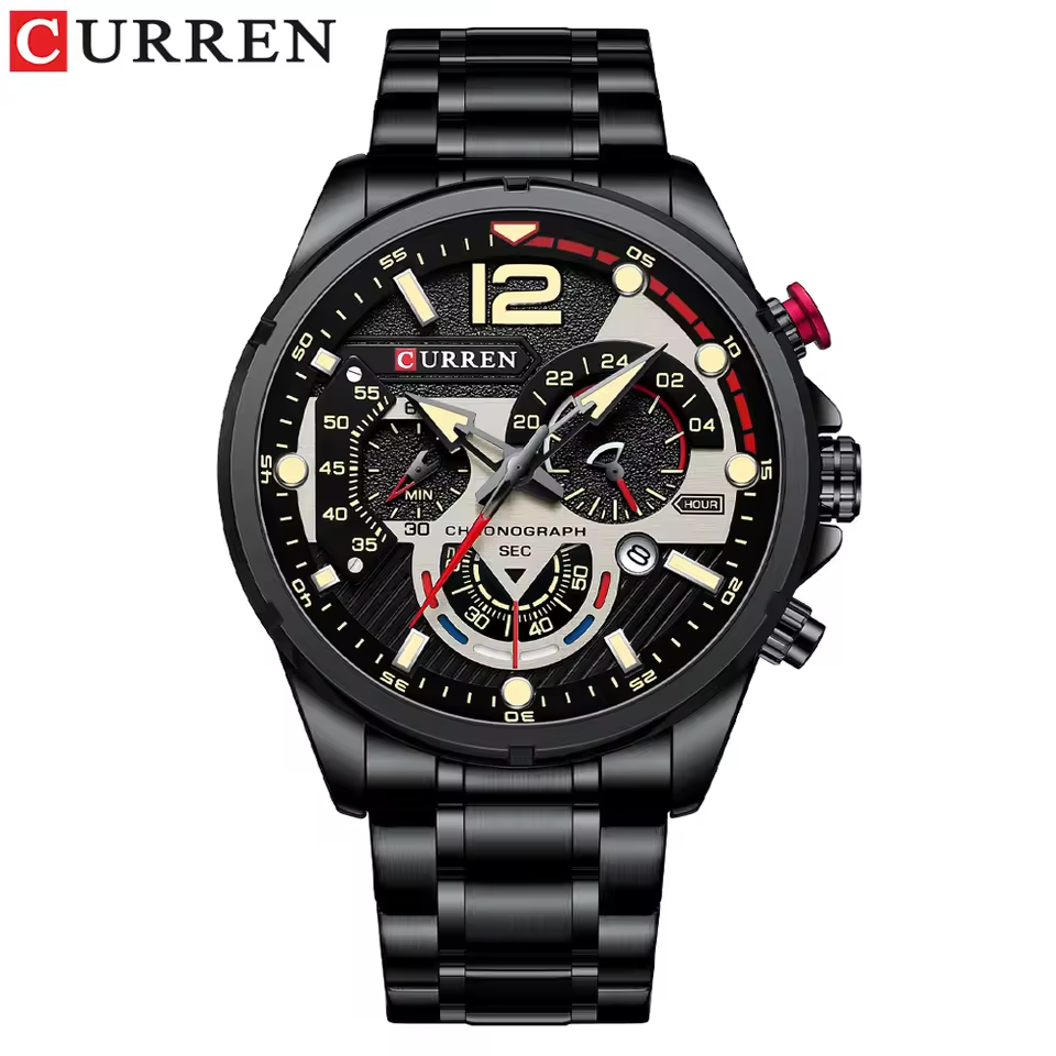 EmeraldForce - Men’s Luxury Green-Dial Stainless Steel Quartz Sport Watch – Waterproof with Date Display