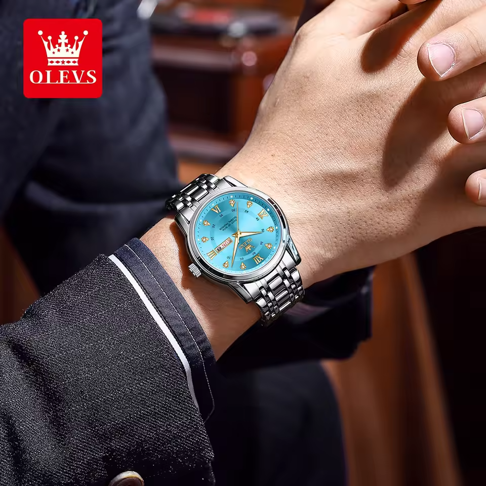 BlueDiamond DayDate - Elegance Day-Date Stainless Steel Watch