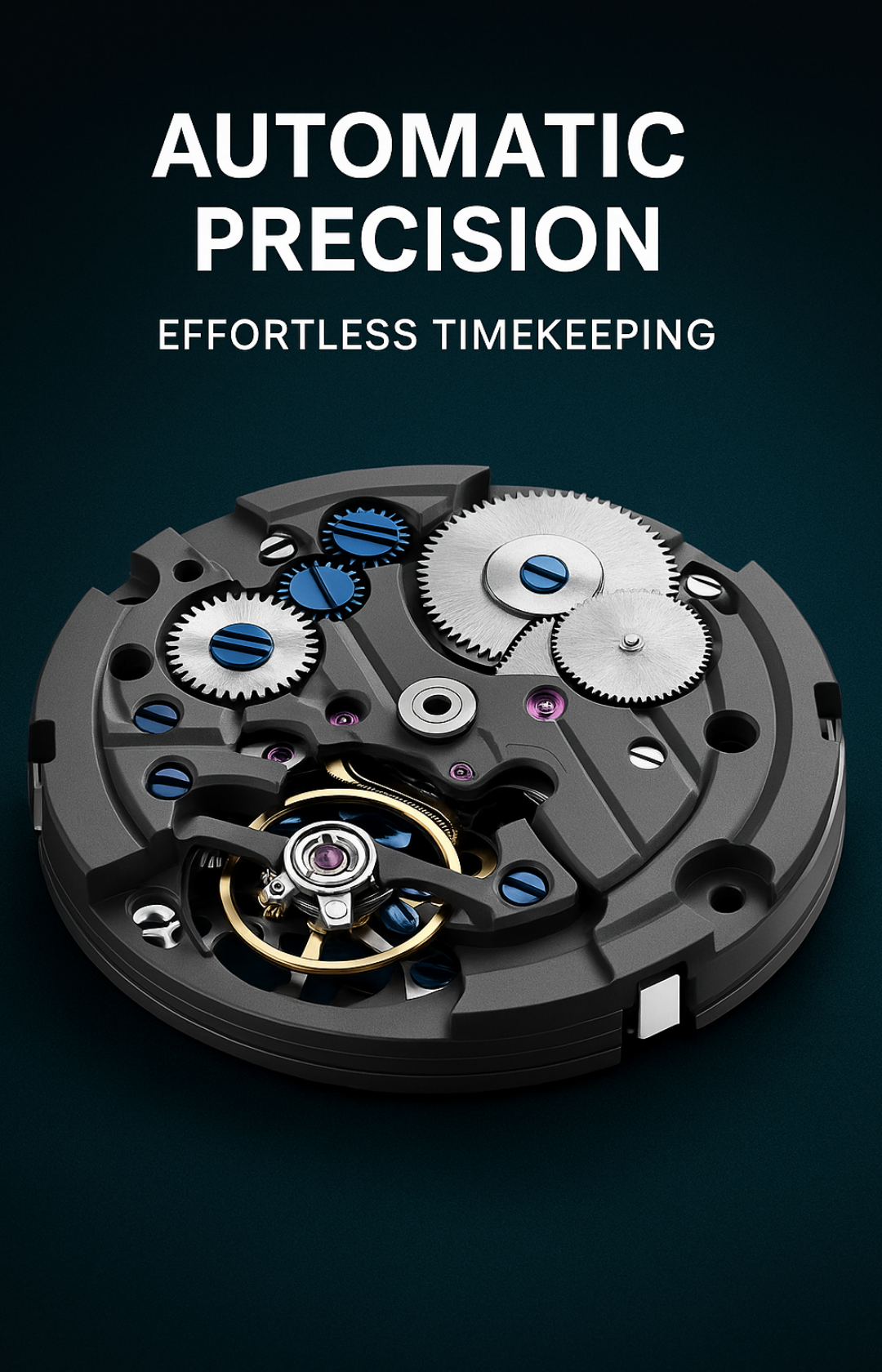 Gelatu 2025 Signature Series – Men's Large Dial Mechanical Watch with Luminous Accents & Diamond Detailing