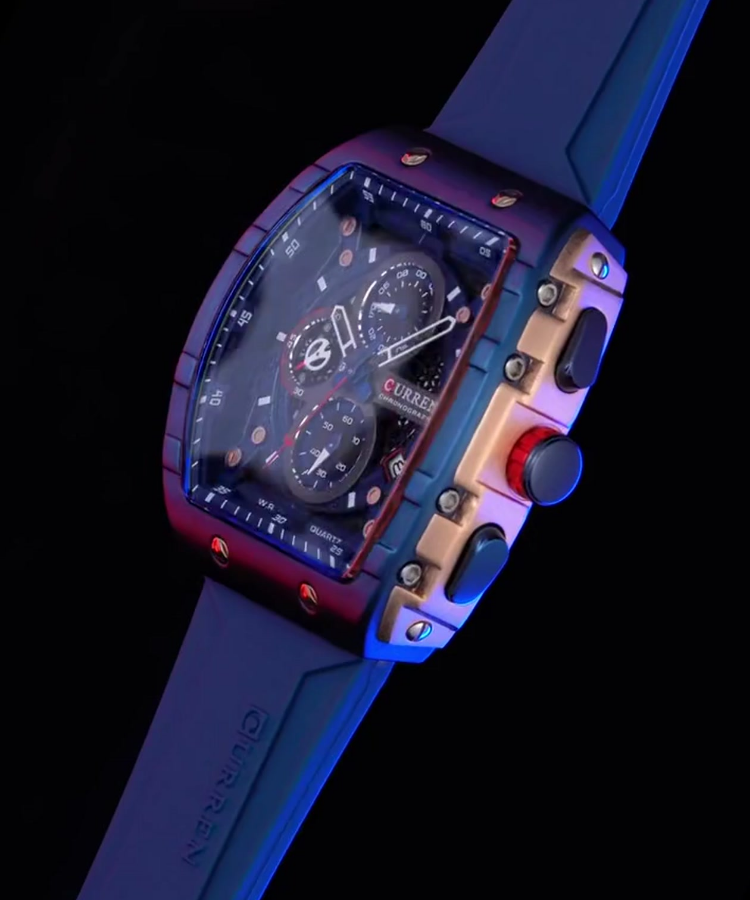 SquareSport Elite -  Luxury Men’s Quartz Watch – Waterproof Silicone Strap