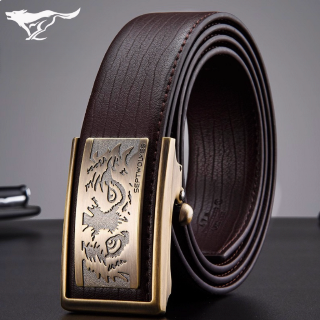 Premium Buckle Belt - 2025 Men’s Genuine Cowhide Leather Belt with Automatic Buckle – Sleek Business & Casual Style