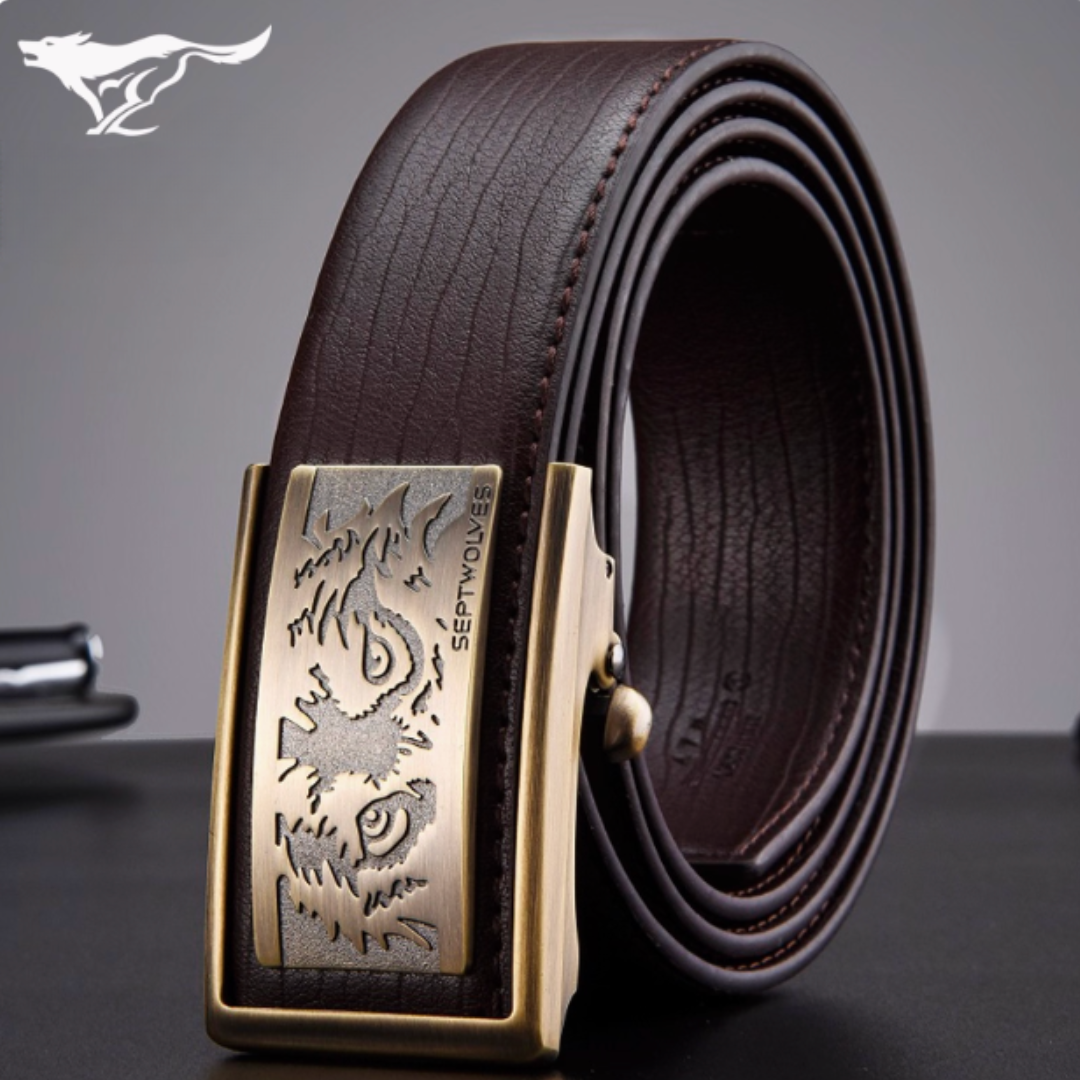 Premium Buckle Belt - 2025 Men’s Genuine Cowhide Leather Belt with Automatic Buckle – Sleek Business & Casual Style
