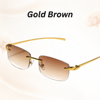 EdgeCut Rimless Shades - UV400 Rimless Square Metal Sunglasses
