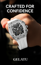 Gelatu 2025 Signature Series – Men's Large Dial Mechanical Watch with Luminous Accents & Diamond Detailing