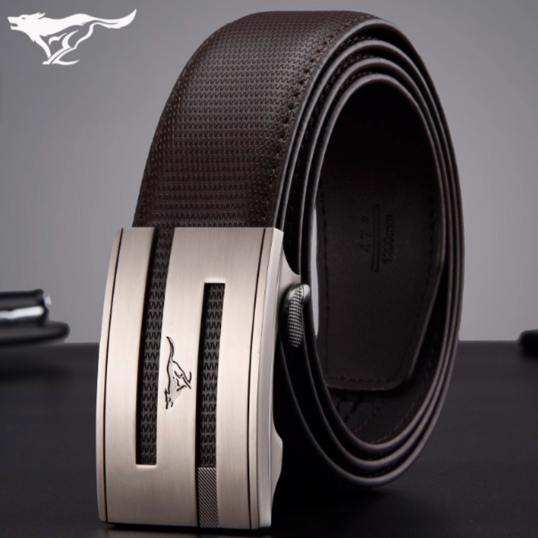 Premium Buckle Belt - 2025 Men’s Genuine Cowhide Leather Belt with Automatic Buckle – Sleek Business & Casual Style