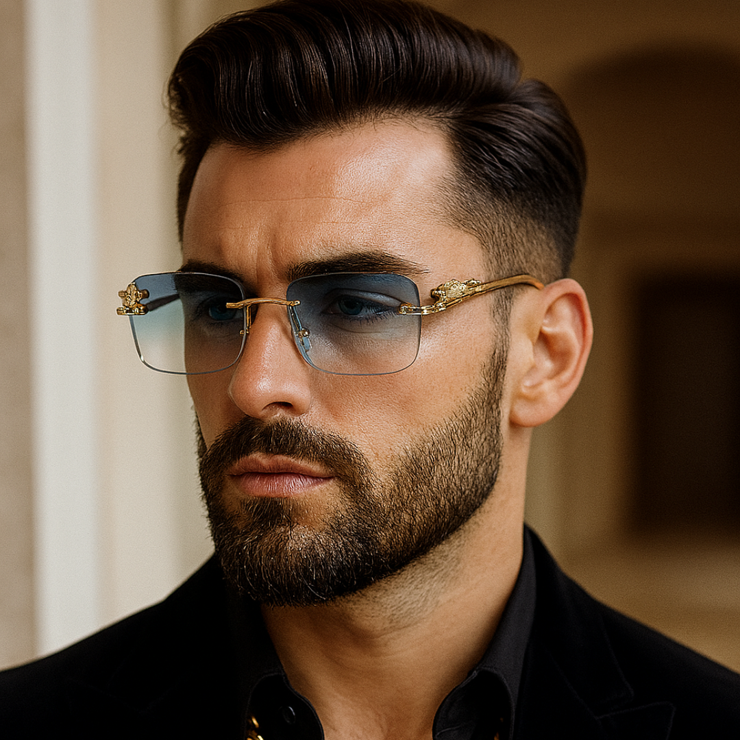 EdgeCut Rimless Shades - UV400 Rimless Square Metal Sunglasses