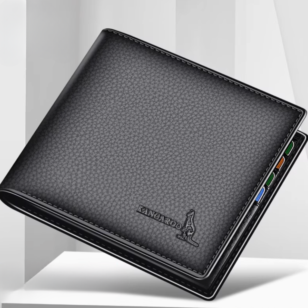 Kangaroo EliteSlim Wallet - 2025 Premium Top-Grain Cowhide Leather Men’s Slim Bifold Wallet with Integrated Multi-Card Holder