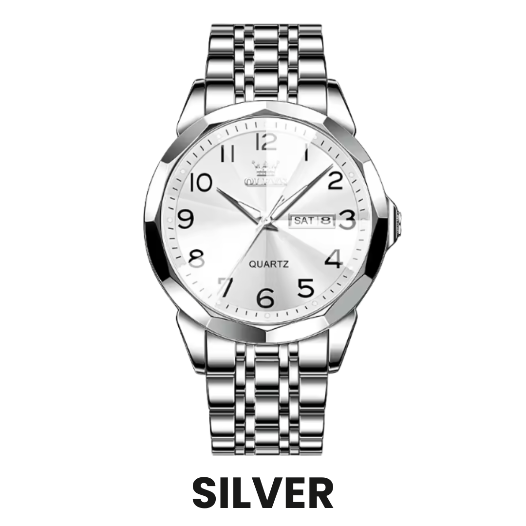 Duke Horizon - Men's Luxury Quartz Watch with Stainless Steel Build, Date & Week Display, Waterproof Design