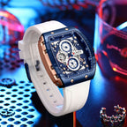 SquareSport Elite -  Luxury Men’s Quartz Watch – Waterproof Silicone Strap