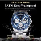 Chronograph Timepiece - Men's Waterproof Quartz Watch with Luminous Dial & Date Function