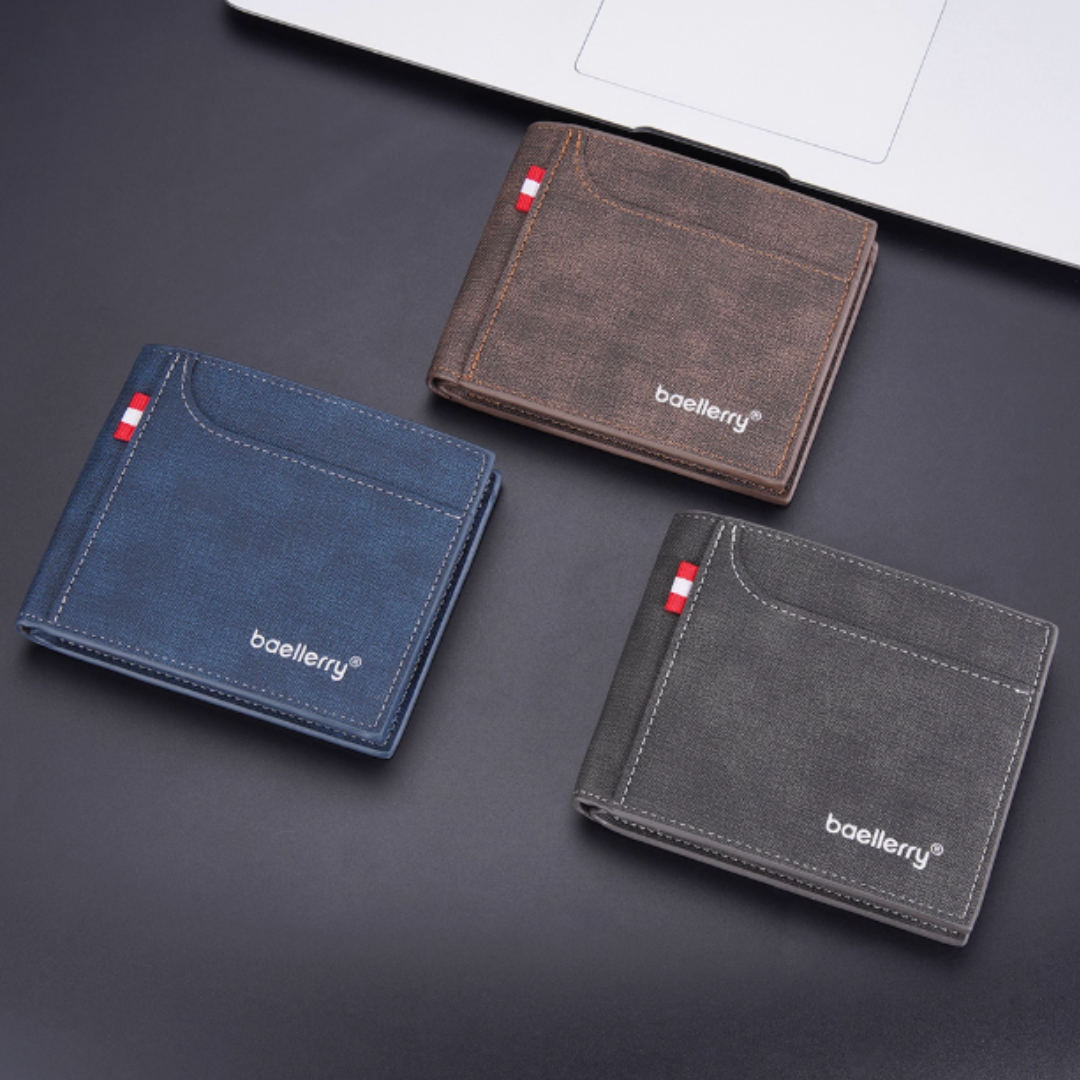 UrbanPilot Executive Wallet - Modern Canvas Men’s Bifold Leather Travel Wallet