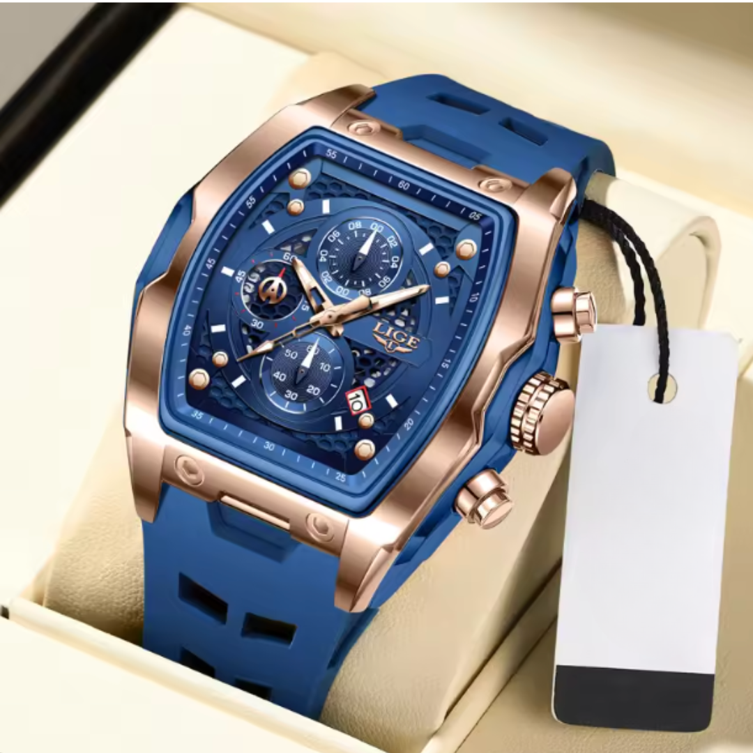AquaPulse - LIGE Men’s Luxury Silicone Chronograph – Waterproof Quartz Sports Watch with Luminous Hands & Date Display