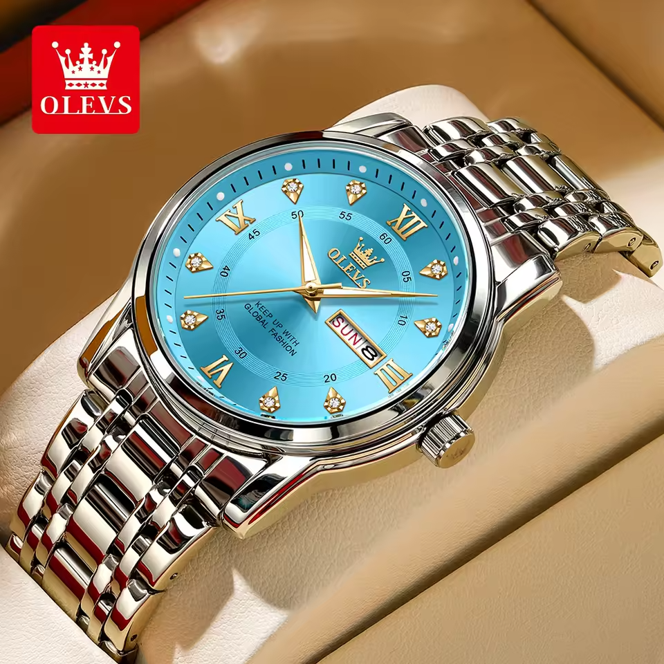 BlueDiamond DayDate - Elegance Day-Date Stainless Steel Watch