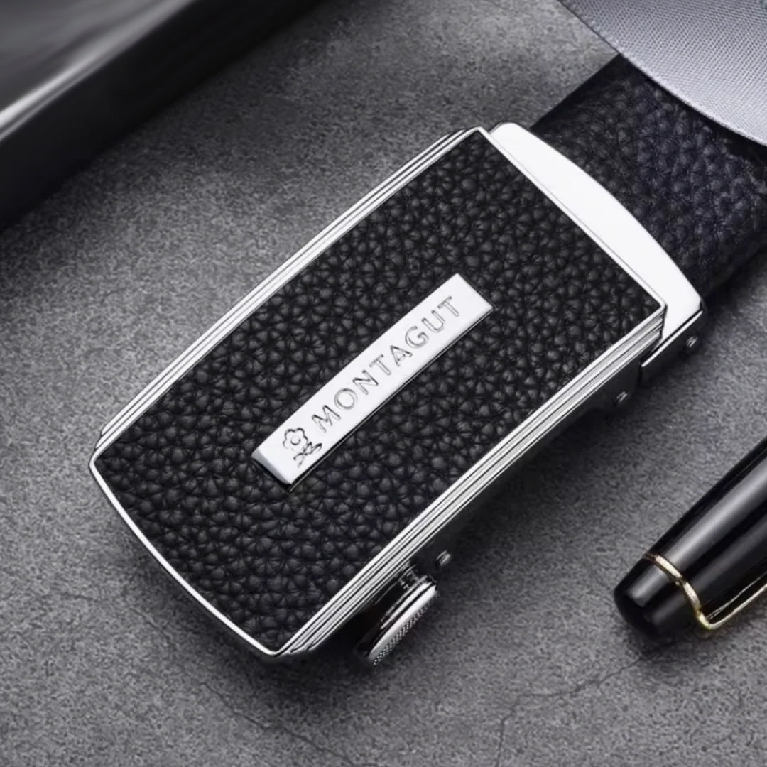 Executive Ratchet Belt - Montagut Executive Ratchet Belt – Full-Grain Cowhide Automatic Buckle