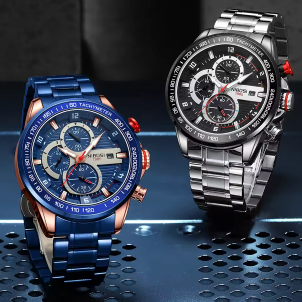 Titanus Blue Chrono - Luxury Blue Dial Chronograph Men’s Watch – Stainless Steel Quartz Sport Timepiece