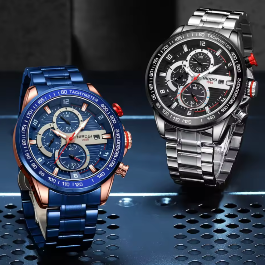 Titanus Blue Chrono - Luxury Blue Dial Chronograph Men’s Watch – Stainless Steel Quartz Sport Timepiece