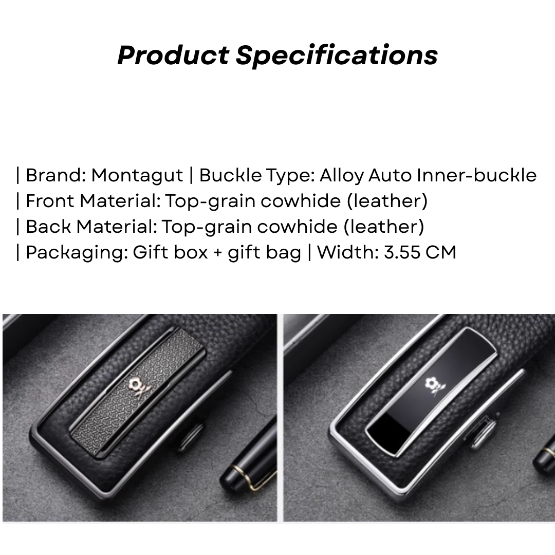 Executive Ratchet Belt - Montagut Executive Ratchet Belt – Full-Grain Cowhide Automatic Buckle