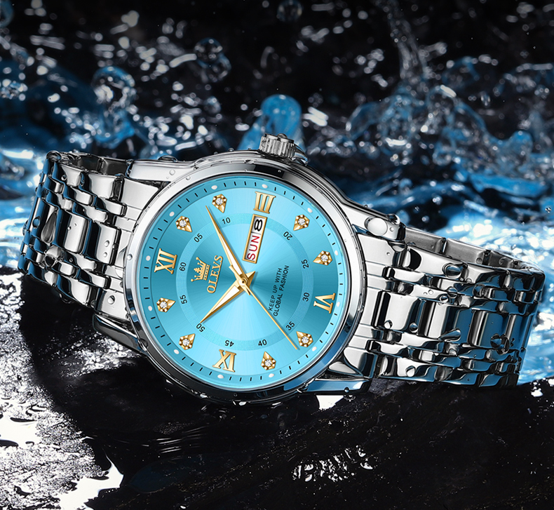 BlueDiamond DayDate - Elegance Day-Date Stainless Steel Watch