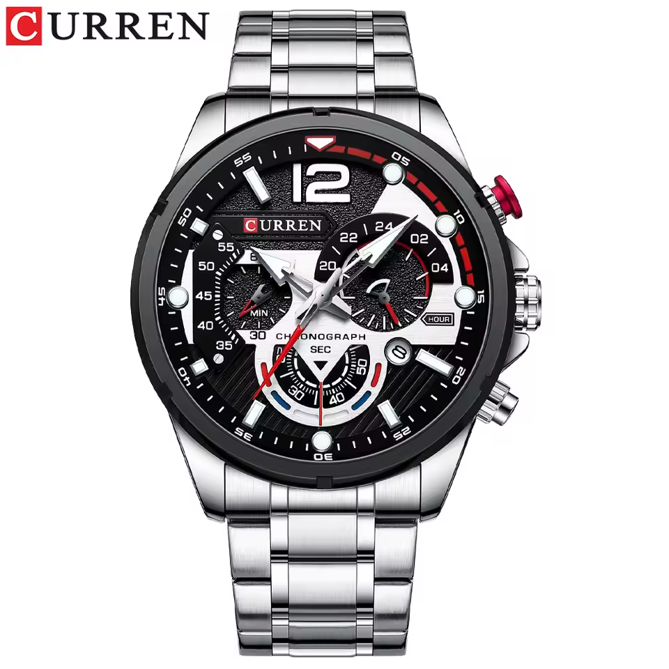 EmeraldForce - Men’s Luxury Green-Dial Stainless Steel Quartz Sport Watch – Waterproof with Date Display
