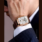 Olys Swiss-Certified Rectangular Skeleton Watch – Men's Automatic Timepiece, Genuine Brand