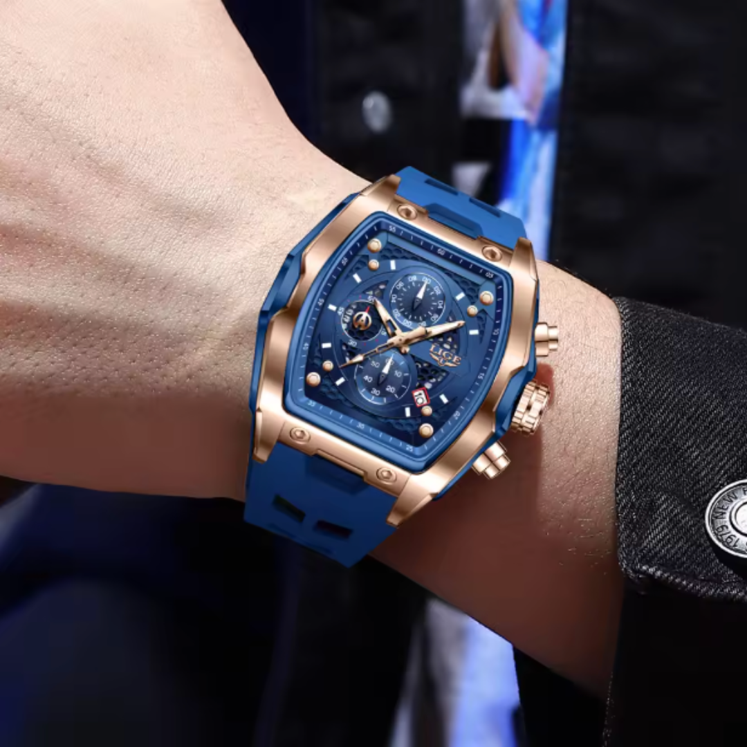 AquaPulse - LIGE Men’s Luxury Silicone Chronograph – Waterproof Quartz Sports Watch with Luminous Hands & Date Display