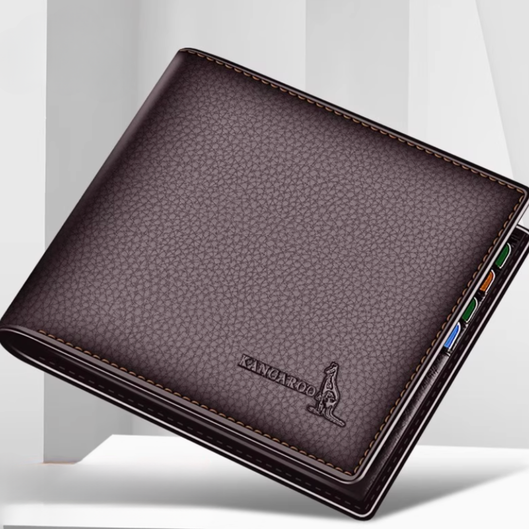 Kangaroo EliteSlim Wallet - 2025 Premium Top-Grain Cowhide Leather Men’s Slim Bifold Wallet with Integrated Multi-Card Holder