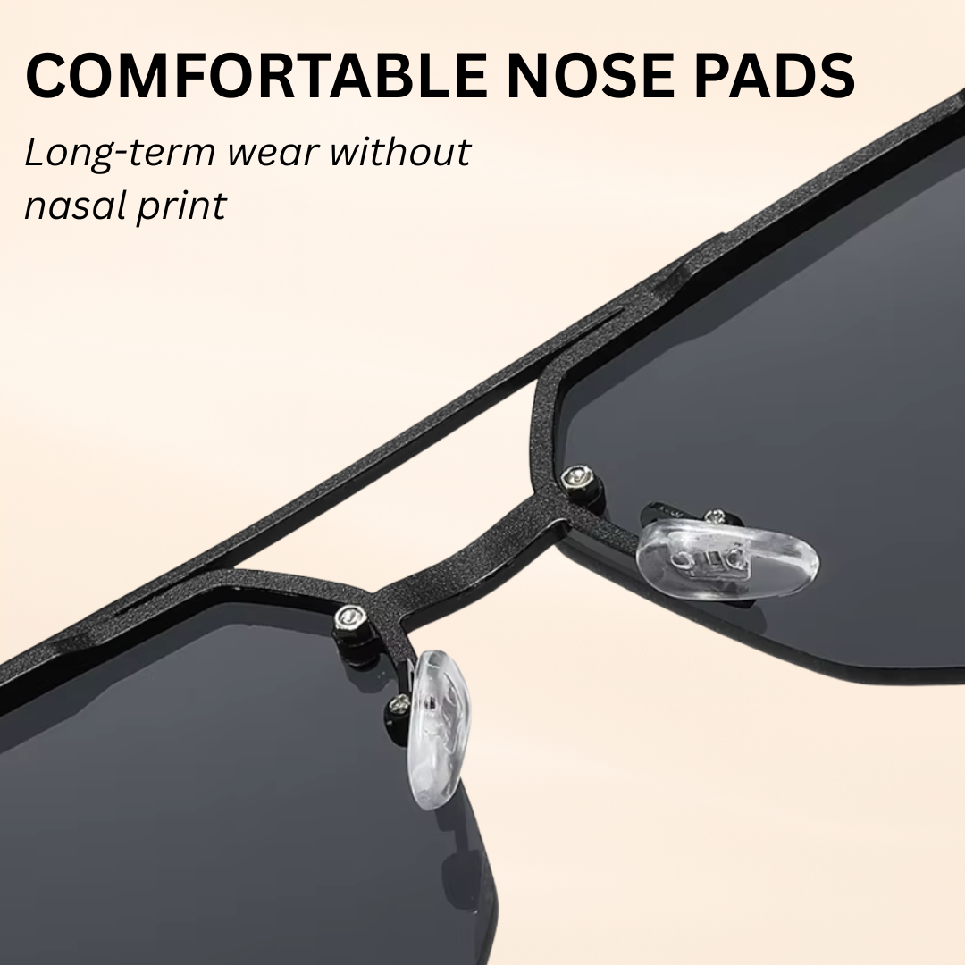 Urban Retro Metal Shades - Retro Metal Square Half-Frame Sunglasses with Stud Accents