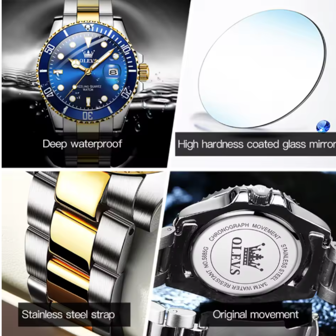EliteSport - Automatic Date Quartz Men’s Waterproof Chronograph Watch