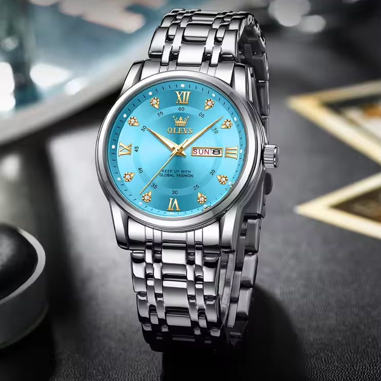 BlueDiamond DayDate - Elegance Day-Date Stainless Steel Watch