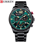 EmeraldForce - Men’s Luxury Green-Dial Stainless Steel Quartz Sport Watch – Waterproof with Date Display
