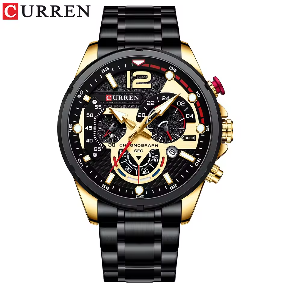 EmeraldForce - Men’s Luxury Green-Dial Stainless Steel Quartz Sport Watch – Waterproof with Date Display