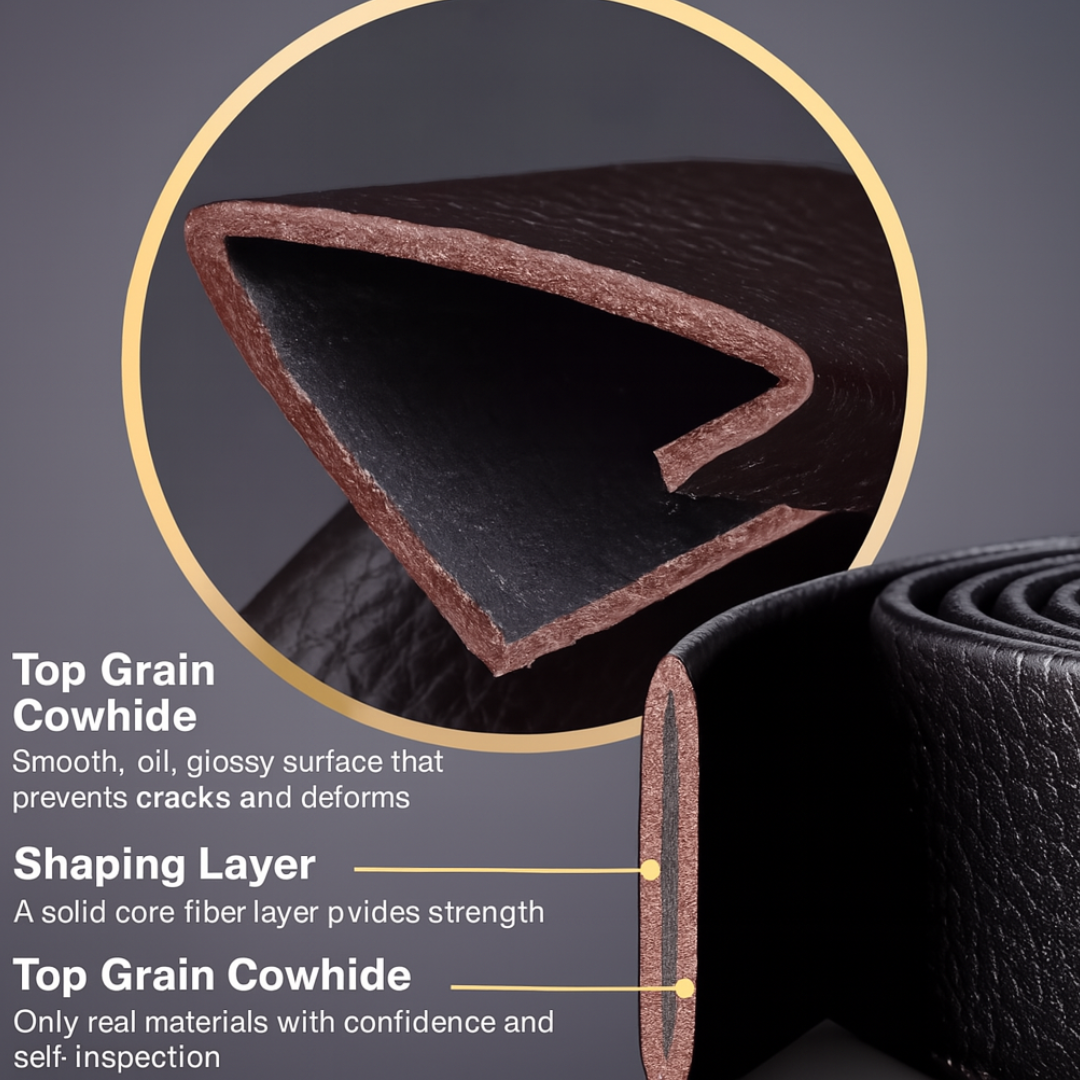 Premium Buckle Belt - 2025 Men’s Genuine Cowhide Leather Belt with Automatic Buckle – Sleek Business & Casual Style