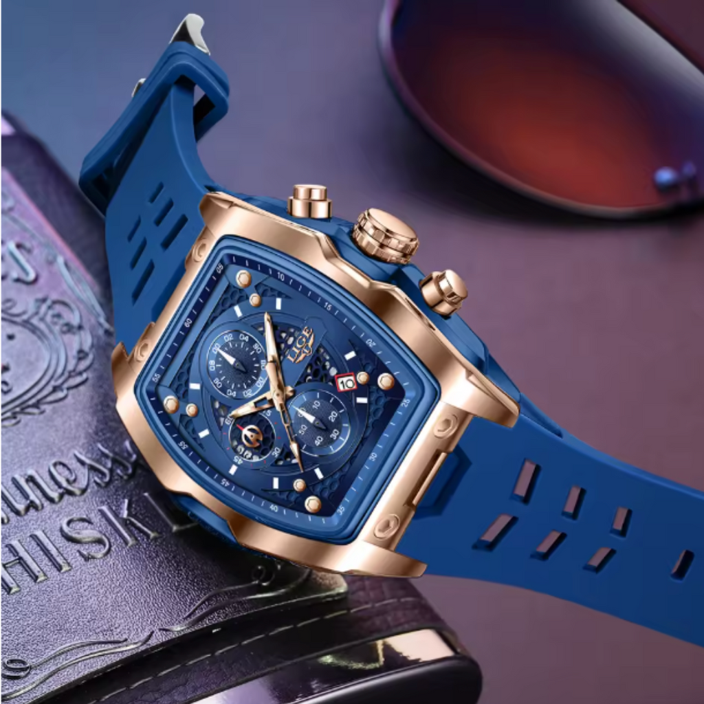 AquaPulse - LIGE Men’s Luxury Silicone Chronograph – Waterproof Quartz Sports Watch with Luminous Hands & Date Display