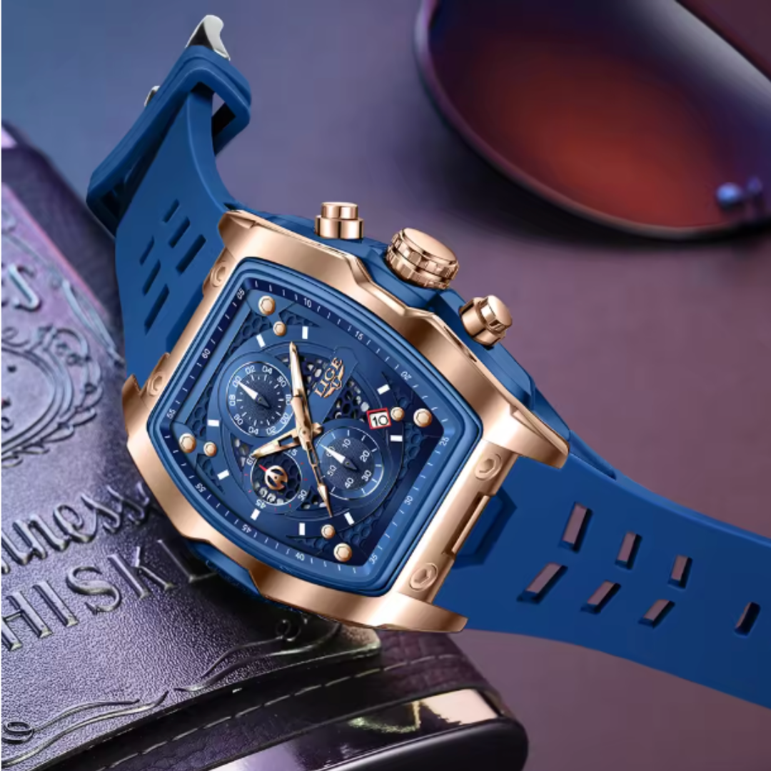 AquaPulse - LIGE Men’s Luxury Silicone Chronograph – Waterproof Quartz Sports Watch with Luminous Hands & Date Display