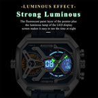 LumiLED - Rectangular Men’s Quartz Watch – Silicone Strap, LED Calendar & Week Display with Luminous Backlight