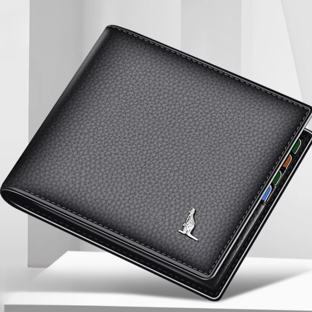 Kangaroo EliteSlim Wallet - 2025 Premium Top-Grain Cowhide Leather Men’s Slim Bifold Wallet with Integrated Multi-Card Holder
