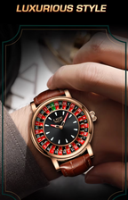 Voyager Roulette Edition | Men’s Brown Leather Waterproof Luminous Watch