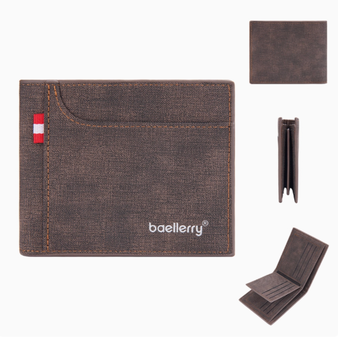 UrbanPilot Executive Wallet - Modern Canvas Men’s Bifold Leather Travel Wallet