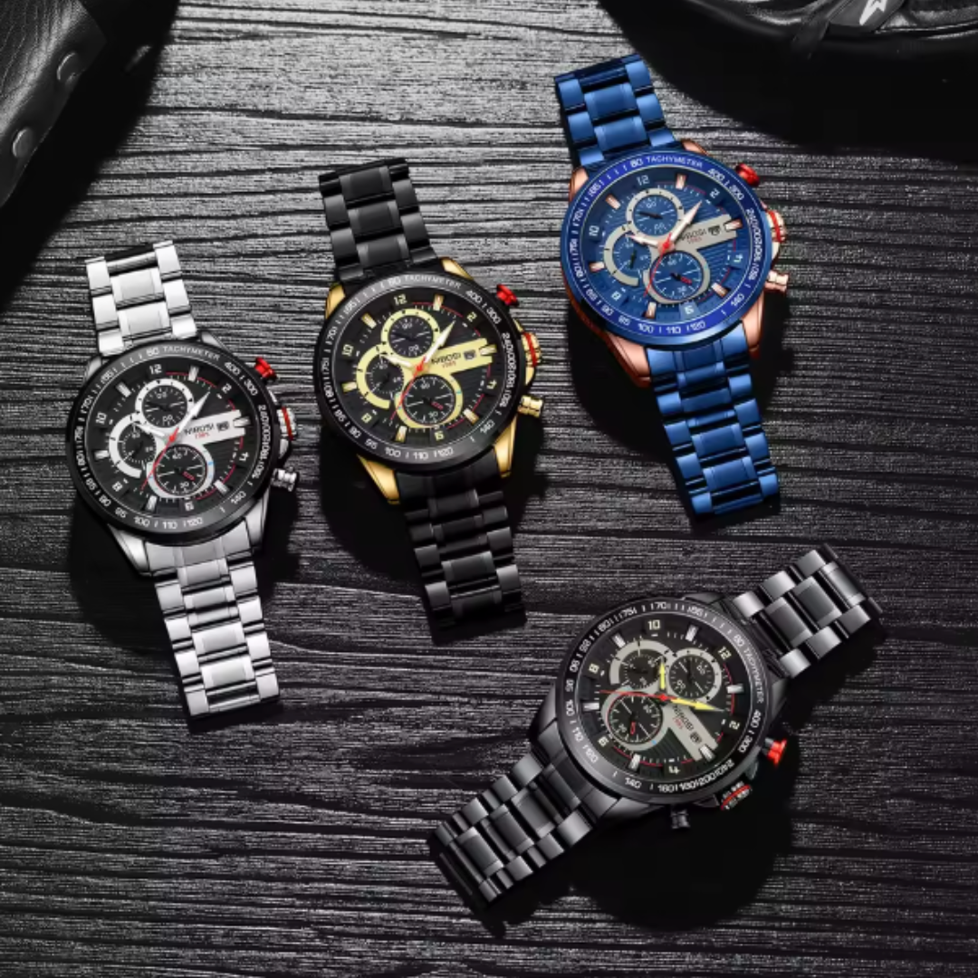 Titanus Blue Chrono - Luxury Blue Dial Chronograph Men’s Watch – Stainless Steel Quartz Sport Timepiece